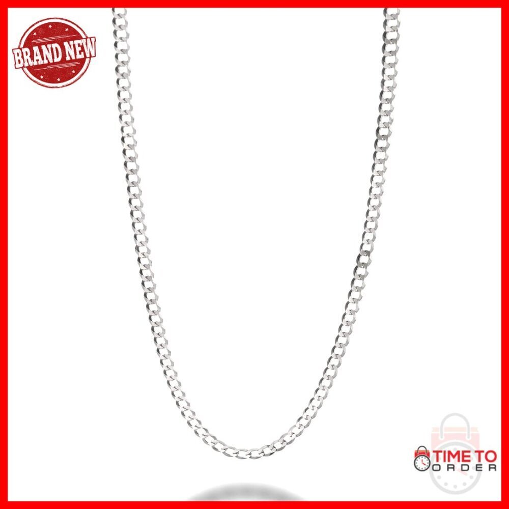 Sterling Silver Curb Chain Necklace 20 Inch Lobster Clasp